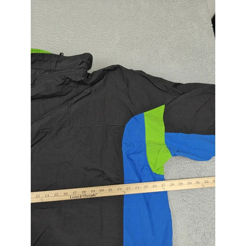 Vintage Columbia Jacket‎ Mens XL Black Blue Green 1/4 Zip Windbreaker 90s